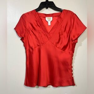 Talbots Petites Silk Blouse Women’s 8 Reg V-Neck Elegant Cocktail Hottie Worn 1X